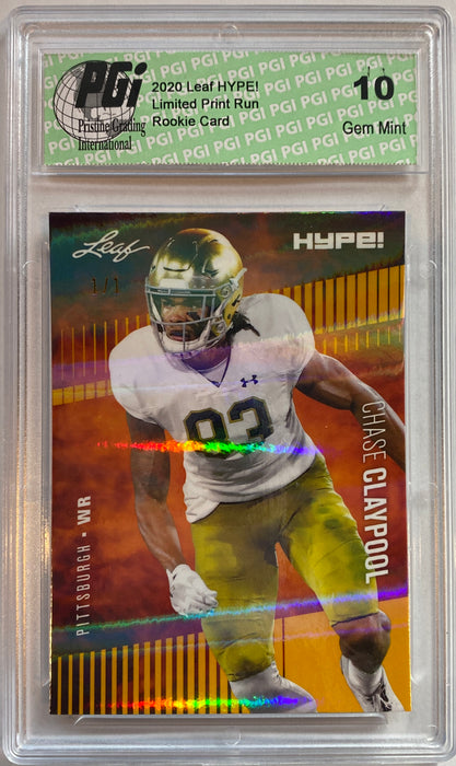 Chase Claypool 2020 Leaf HYPE! #40 Gold Shimmer, 1 of 1 Rookie Card PGI 10