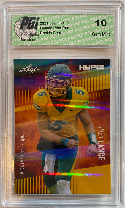 Trey Lance 2021 Leaf HYPE! #51 Gold Shimmer, 1 of 1 Rookie Card PGI 10