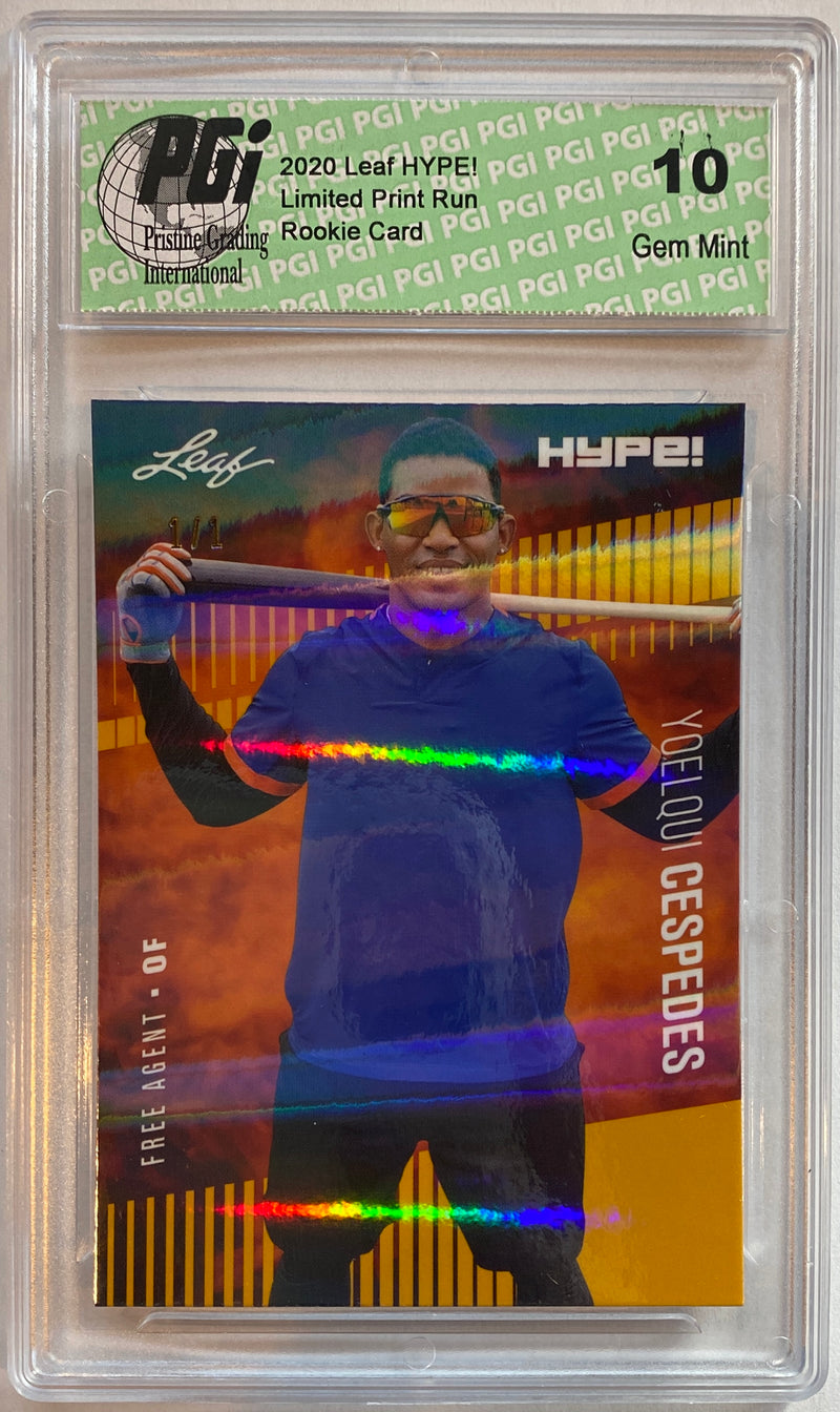 Yoelqui Cespedes 2020 Leaf HYPE! #42 Gold Shimmer, 1 of 1 Rookie Card PGI 10
