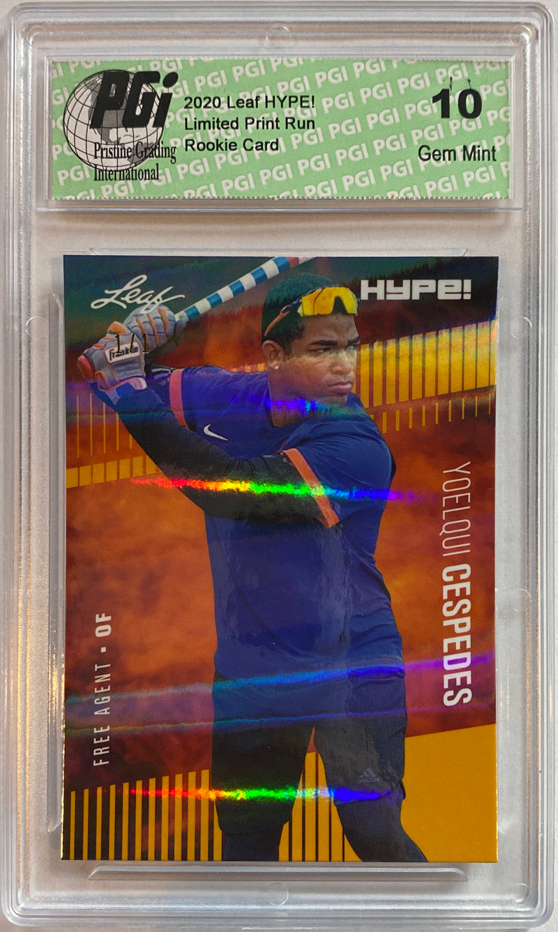 Yoelqui Cespedes 2020 Leaf HYPE #42A Gold Shimmer, 1 of 1 Rookie Card PGI 10