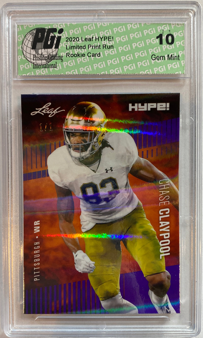 Chase Claypool Rookie Card Pittsburgh PGI 10 Gem Mint Football Trading Card 2020 Leaf HYPE! #40 Purple Shimmer, 1 of 1