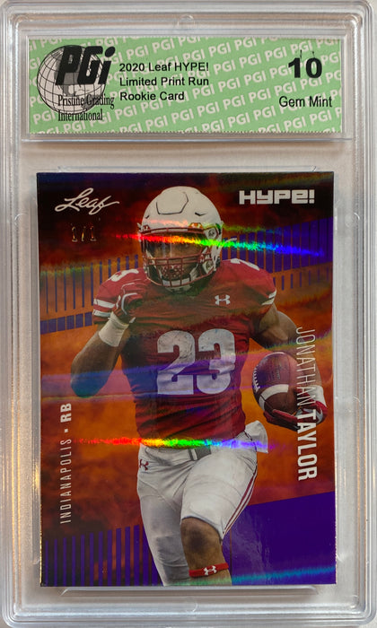 Jonathan Taylor 2020 Leaf HYPE! #38 Purple Shimmer, 1 of 1 Rookie Card PGI 10