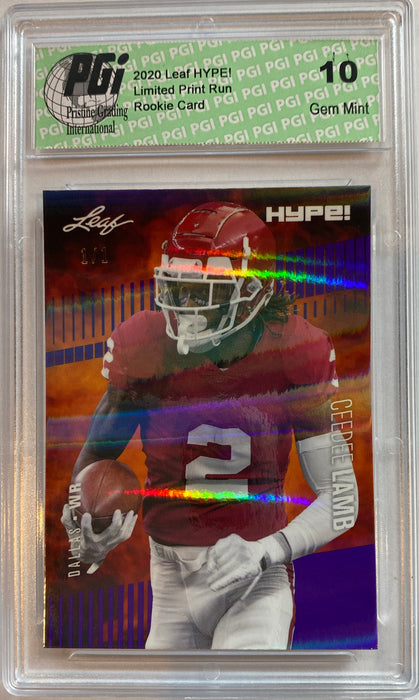 CeeDee Lamb 2020 Leaf HYPE! #35A Purple Shimmer, 1 of 1 Rookie Card PGI 10