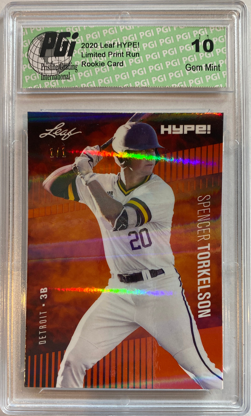 Spencer Torkelson 2020 Leaf HYPE! #41 Orange Shimmer 1 of 1 Rookie Card PGI 10
