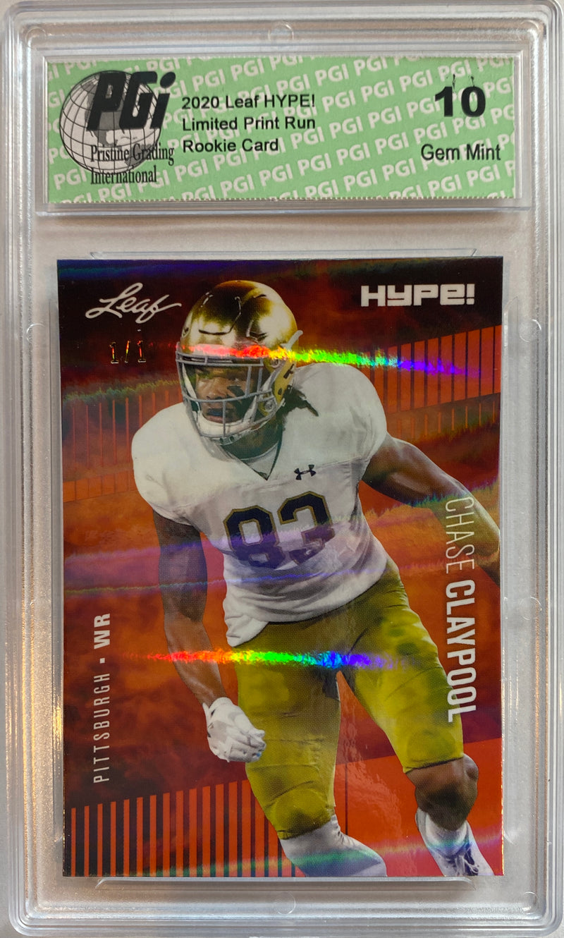 Chase Claypool Rookie Card Pittsburgh PGI 10 Gem Mint Football Trading Card 2020 Leaf HYPE! #40 Orange Shimmer 1 of 1