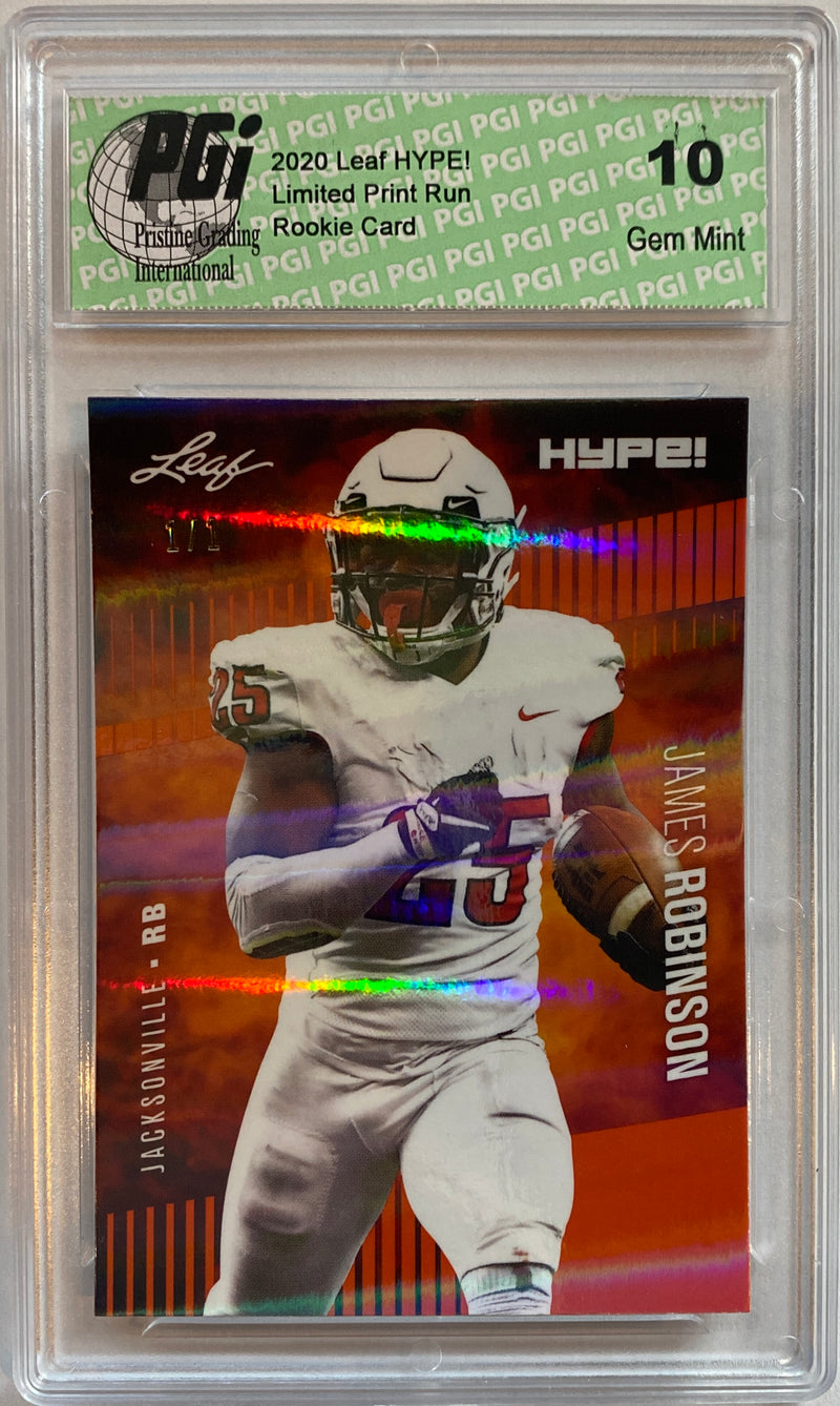 James Robinson Rookie Card Jacksonville PGI 10 Gem Mint Football Trading Card 2020 Leaf HYPE! #39 Orange Shimmer 1 of 1