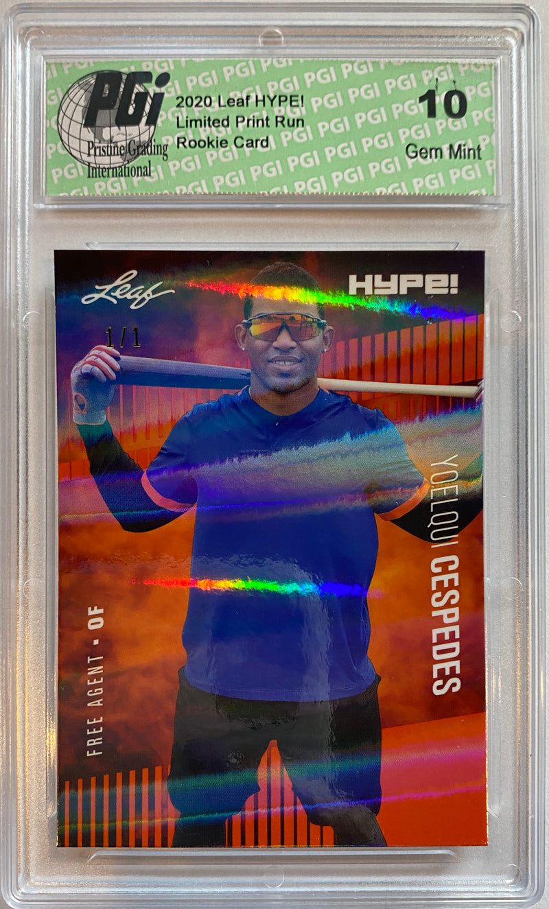 Yoelqui Cespedes 2020 Leaf HYPE #42 Orange Shimmer 1 of 1 Rookie Card PGI 10