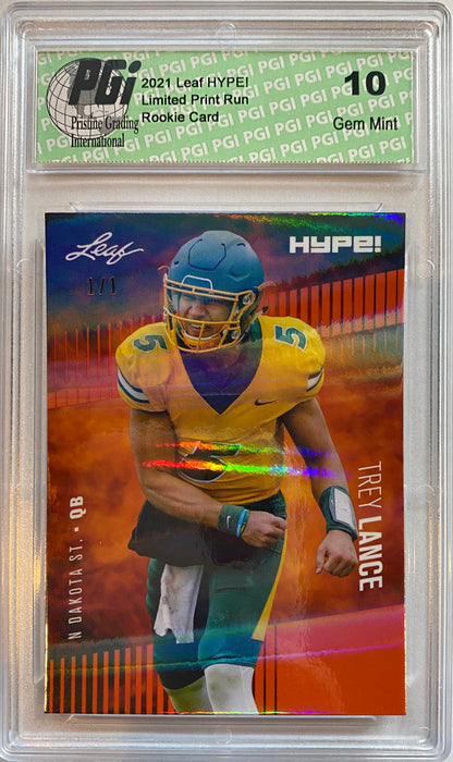 Trey Lance 2021 Leaf HYPE! #51 Orange Shimmer 1 of 1 Rookie Card PGI 10