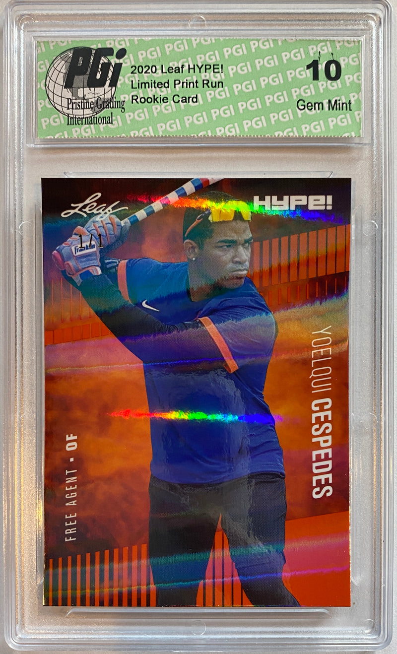 Yoelqui Cespedes 2020 Leaf HYPE! #42A Orange Shimmer 1 of 1 Rookie Card PGI 10