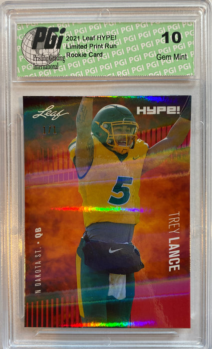 Trey Lance 2021 Leaf HYPE! #51A Red Shimmer 1 of 1 Rookie Card PGI 10