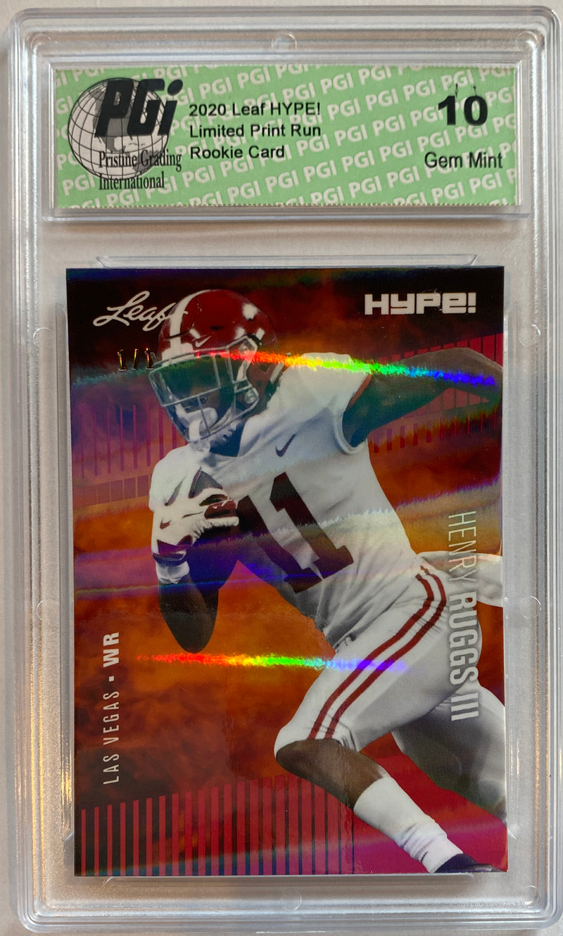 Henry Ruggs III Rookie Card Las Vegas PGI 10 Gem Mint Football Trading Card 2020 Leaf HYPE! #37 Red Shimmer 1 of 1