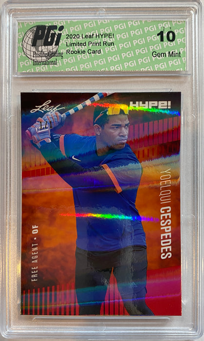 Yoelqui Cespedes 2020 Leaf HYPE! #42A Red Shimmer 1 of 1 Rookie Card PGI 10