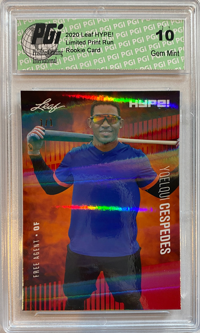 Yoelqui Cespedes 2020 Leaf HYPE #42 Red Shimmer 1 of 1 Rookie Card PGI 10