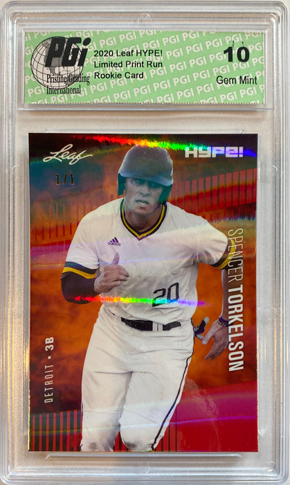 Spencer Torkelson 2020 Leaf HYPE! #41A Red Shimmer 1 of 1 Rookie Card PGI 10