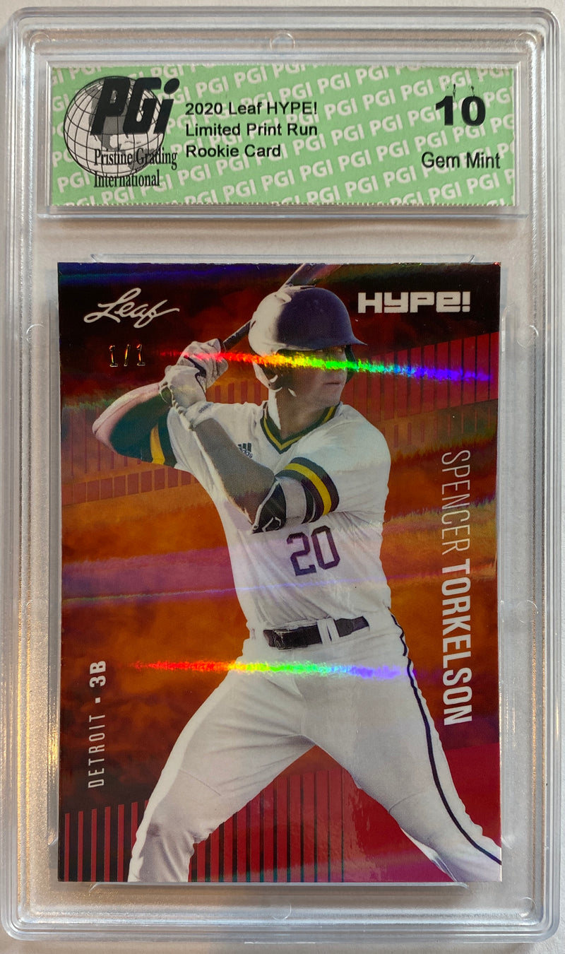 Spencer Torkelson 2020 Leaf HYPE! #41 Red Shimmer 1 of 1 Rookie Card PGI 10