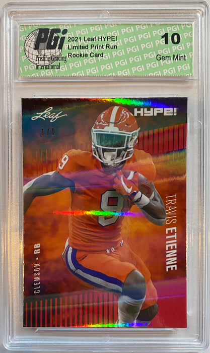 Travis Etienne 2021 Leaf HYPE! #53 Red Shimmer 1 of 1 Rookie Card PGI 10