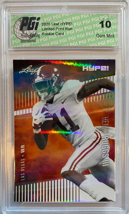 Henry Ruggs lll 2020 Leaf HYPE! #37 White Shimmer 1 of 1 Rookie Card PGI 10