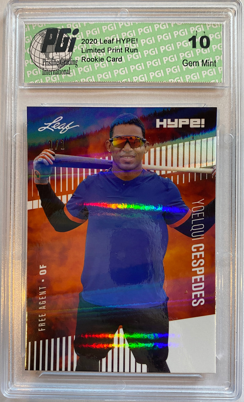 Yoelqui Cespedes 2020 Leaf HYPE! #42 White Shimmer 1 of 1 Rookie Card PGI 10