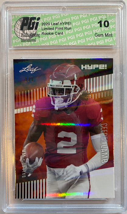 CeeDee Lamb 2020 Leaf HYPE! #35A White Shimmer 1 of 1 Rookie Card PGI 10