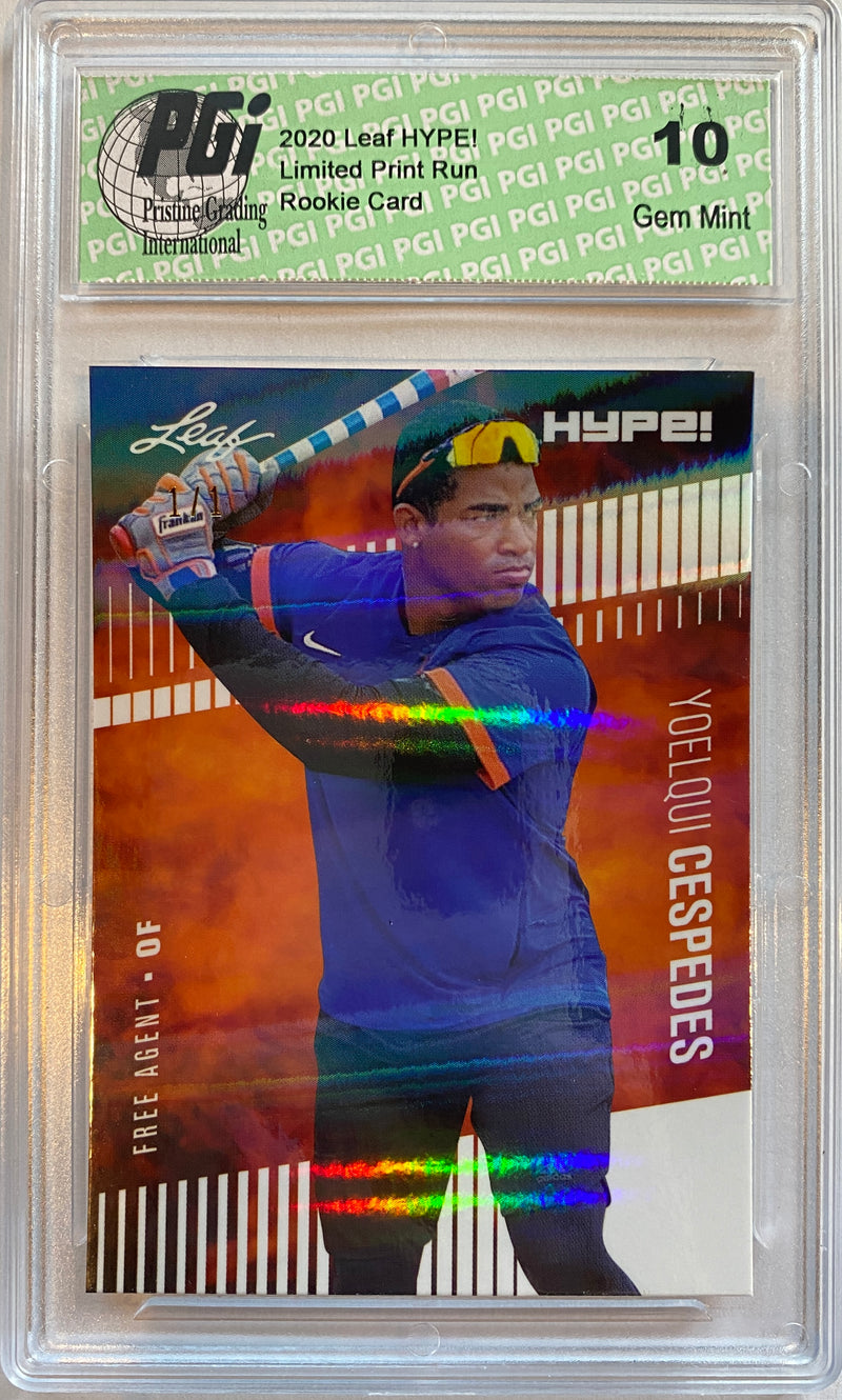 Yoelqui Cespedes 2020 Leaf HYPE #42A White Shimmer 1 of 1 Rookie Card PGI 10