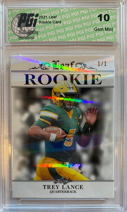 Trey Lance 2021 Leaf Exclusive #4 White Shimmer, 1/1 Rookie Card PGI 10