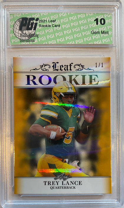 Trey Lance 2021 Leaf Exclusive #4 Gold Shimmer, 1/1 Rookie Card PGI 10