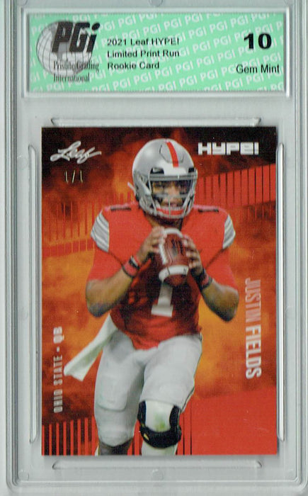 Justin Fields 2021 Leaf HYPE! #50 Masterpiece 1 of 1 Rookie Card PGI 10
