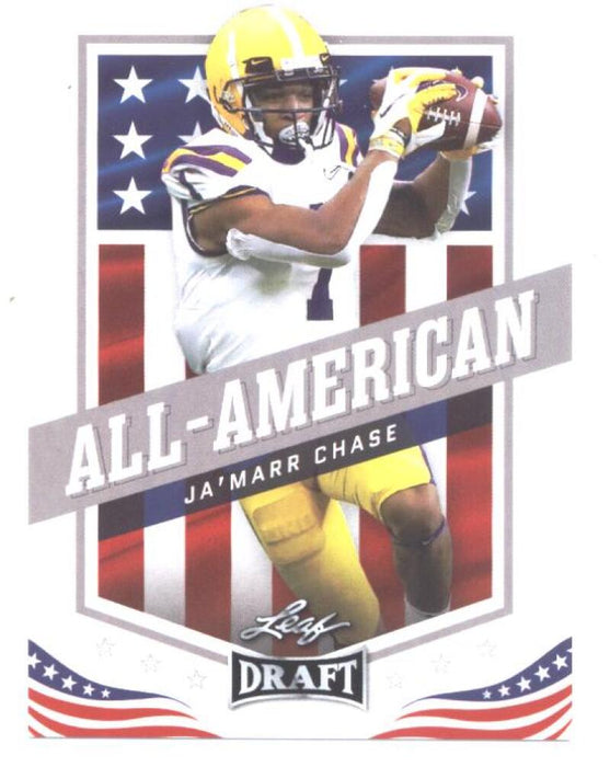 25) Rookie Card Investor lot Ja'Marr Chase 2021 Leaf Football #41 All-American
