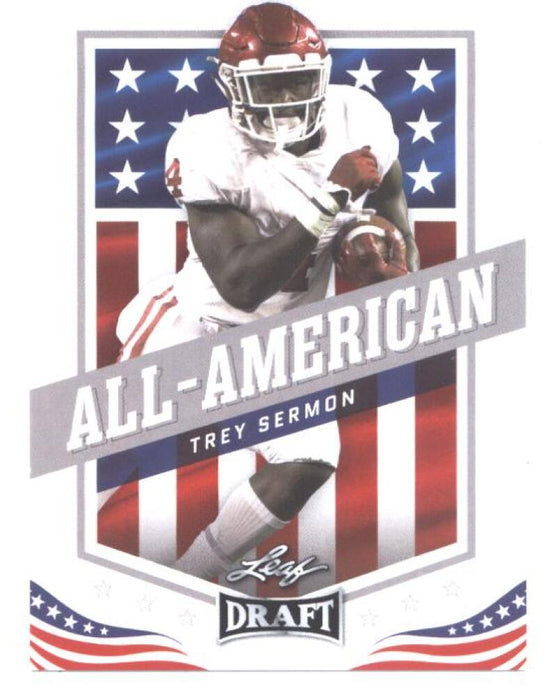 25) Rookie Card Investor lot Trey Sermon 2021 Leaf Football #43 All-American