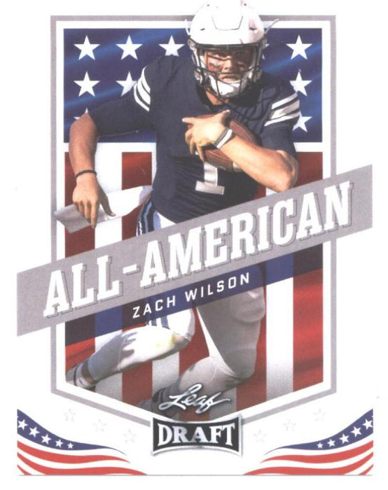 25) Rookie Card Investor lot Zach Wilson 2021 Leaf Football #48 All-American