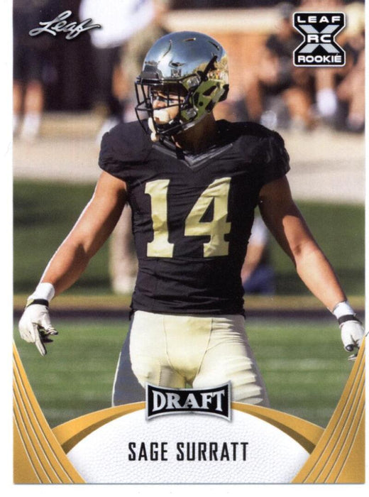 25) GOLD Rookie Card Investor lot Sage Surratt 2021 Leaf Football #30