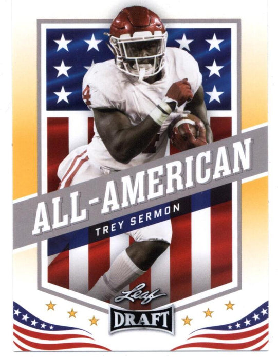 25) GOLD Rookie Card Investor lot Trey Sermon 2021 Leaf Football #43 All-American