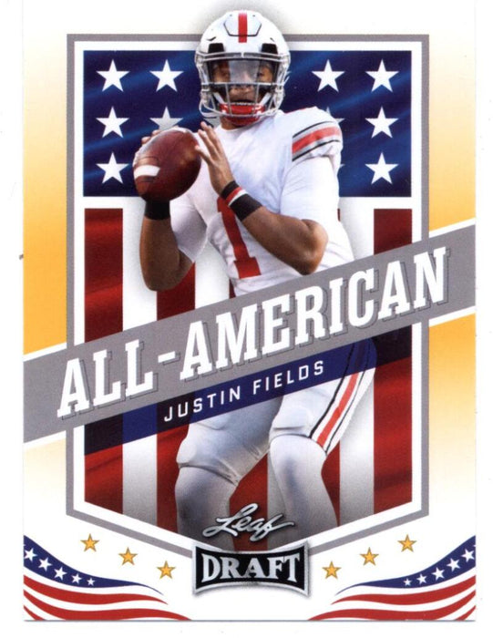 25) GOLD Rookie Card Investor lot Justin Fields 2021 Leaf Football #49 All-American