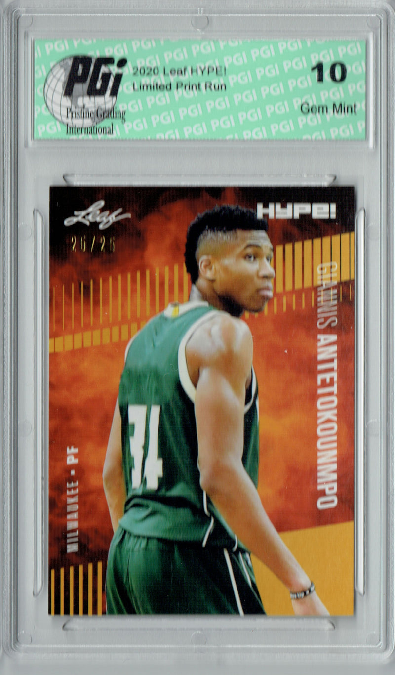 Giannis Antetokounmpo 2019 Leaf HYPE #32 Gold SP, Only 25 Made Rare Card PGI 10