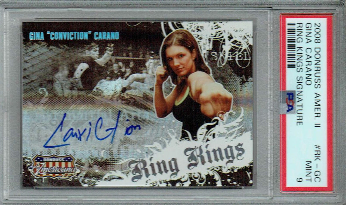 PSA 9 MINT Gina Carano 2008 Donruss Americana #RK-GC Rookie Card Ring Kings Signature Auto 492 Made
