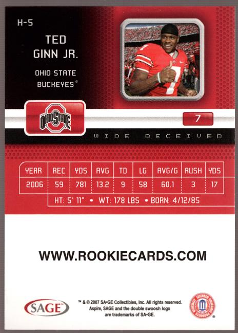 Ted Teddy Ginn Sage Hype Aspire 220 Rookie Card Lot EPO