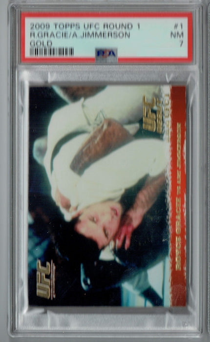 PSA 7 NM Royce Gracie 2009 Topps UFC Round 1 #1 Rookie Card Gold