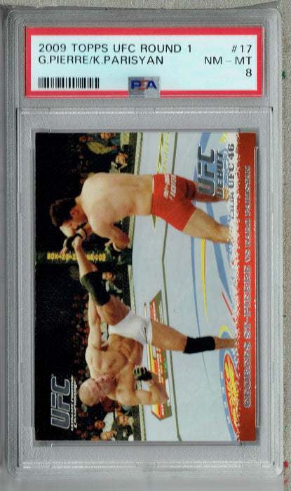 PSA 8 NM-MT Georges St-Pierre 2009 Topps UFC Round 1 #17 Rookie Card