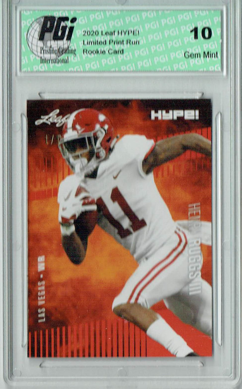 Henry Ruggs III Rookie Card Las Vegas PGI 10 Gem Mint Football Trading Card 2020 Leaf HYPE! #37 Masterpiece 1 of 1