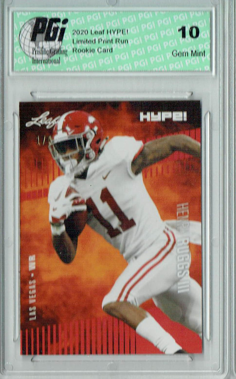 Henry Ruggs III Rookie Card Las Vegas PGI 10 Gem Mint Football Trading Card 2020 Leaf HYPE! #37 Red, The 1 of 5