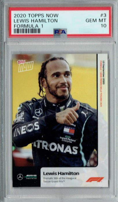 PSA 10 GEM-MT Lewis Hamilton 2020 Topps Now #3 Rookie Card Formula F1 Mercedes