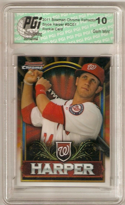 @ Bryce Harper 2011 Bowman Chrome Red Refractor Rookie Card PGI 10 Exclusive