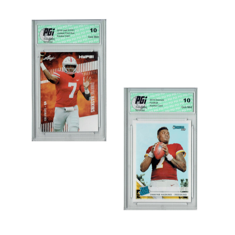 Dwayne Haskins Donruss #301 & Leaf Hype #20A Rookie Card 2-Pack PGI 10
