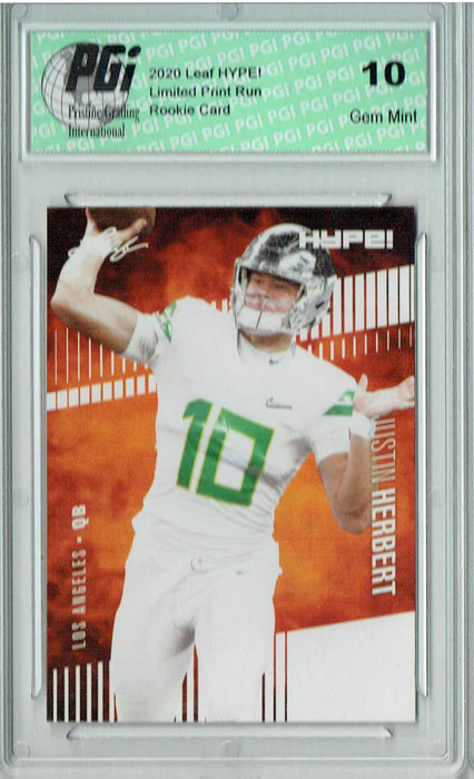 Justin Herbert 2020 Leaf HYPE! #27A Only 5000 Made Rookie Card PGI 10