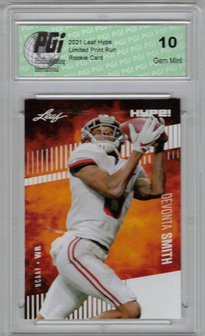 Devonta Smith Rookie Card Philadelphia PGI 10 Gem Mint Football Trading Card 2021 Leaf HYPE! #63 Only 5000 Made