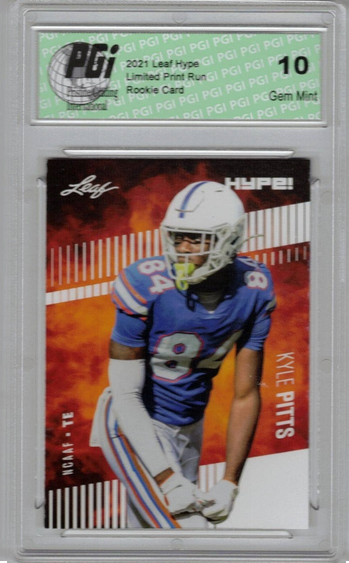 Kyle Pitts Rookie Card Atlanta PGI 10 Gem Mint Football Trading Card 2021 Leaf HYPE! #57 Only 5000 Made