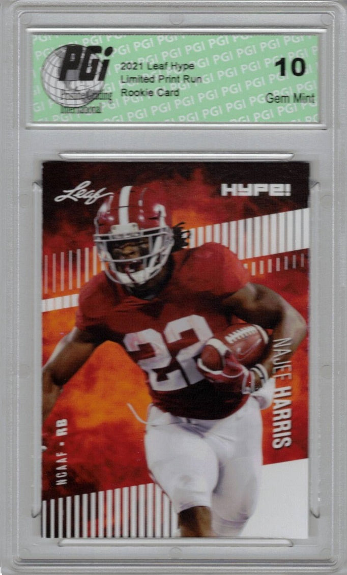 Najee Harris Rookie Card Pittsburgh PGI 10 Gem Mint Football Trading Card 2021 Leaf HYPE! #61 Only 5000 Made