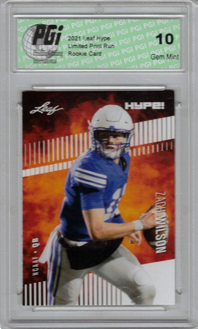 Zach Wilson Rookie Card BYU / New York PGI 10 Gem Mint Football Trading Card 2021 Leaf HYPE! #58 Only 5000 Made