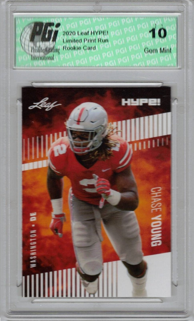 Chase Young Rookie Card Washington PGI 10 Gem Mint Football Trading Card 2020 Leaf HYPE! #55 Only 5000 Made