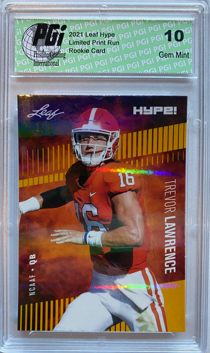 Trevor Lawrence 2021 Leaf HYPE! #49 Gold Shimmer 1/1 Rookie Card PGI 10